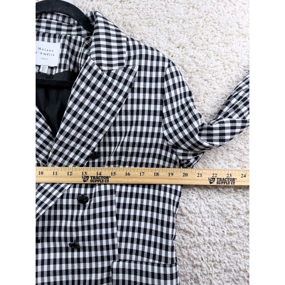 Anthropology Maison d'Amélie Blazer Large Black White Gingham Double Breasted - Picture 12 of 12